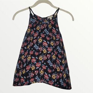 Lily White black floral halter tank M style 16298b77a09